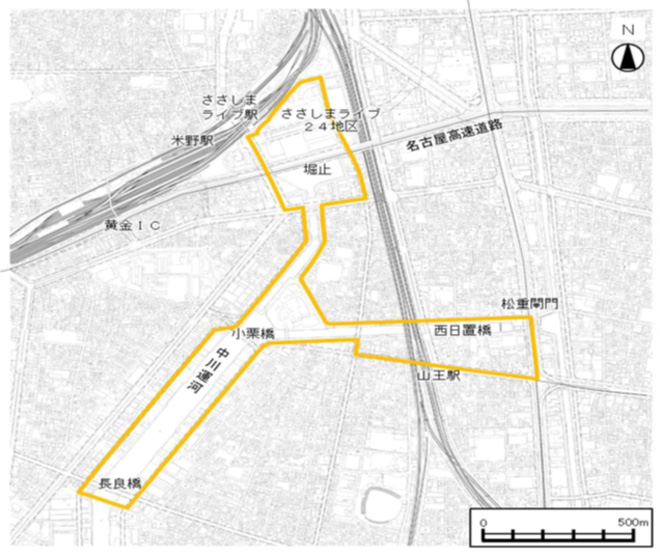 【助成対象地域】 中川運河にぎわいゾーン地区内のまちなかウォーカブル区域（水面を含む）